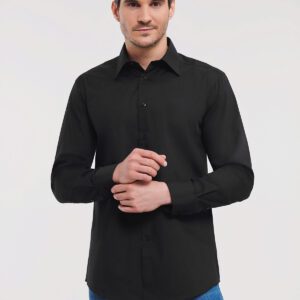 Long sleeve polycotton easycare fitted poplin shirt